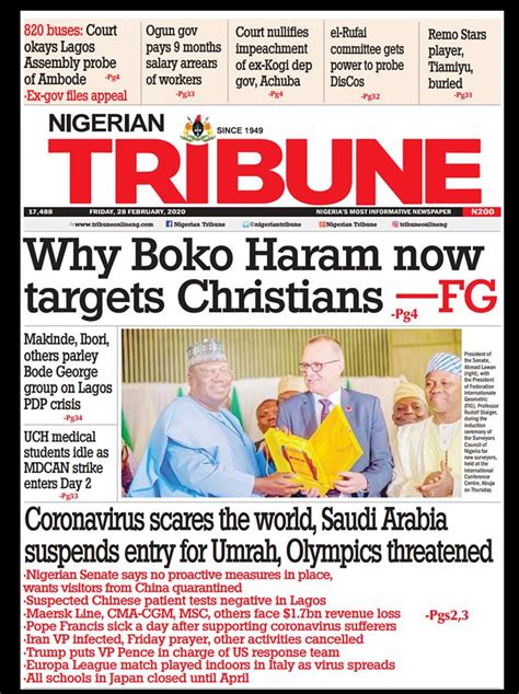 tribune newspaper nigeria editorial